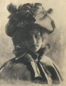 Portrait De Jeune Femme by Constant Emile. Puyo