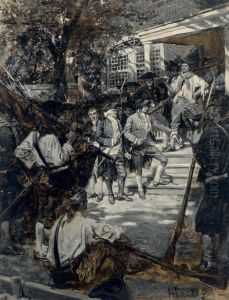The Mob In Shay's Rebellion In Possession Of A Courthouse by Howard Pyle
