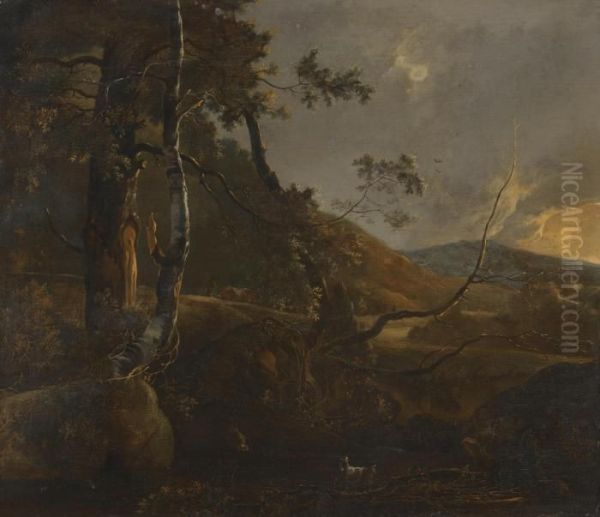 A Wooded Landscape With A Herdsman On A Path - view 1