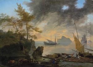 A Coastal Landscape At Sunset