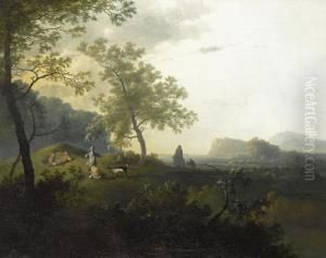 Hunting Party In A Wood, An Italianate Coastallandscape Beyond