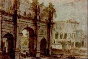Vue De L'arc De Constantin Et Du Colisee by Jan Pynas