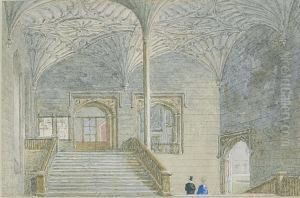 Figures On The Stairs, Christ Church College, Oxford by George Pyne