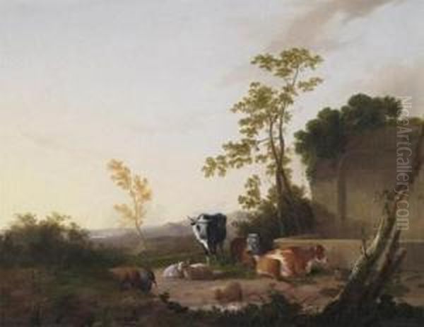 Cattle By Well In A Mountainous Landscape - view 1
