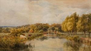 River Landscape With Cattle, Probably Dedhamvale by Thomas Pyne