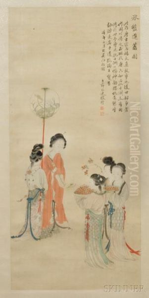 Depicting A Group Of Four Women From The Qing Dynasty - view 1