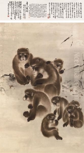 Monkeys In Autumn - view 1