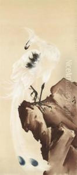 White Phoenix On Rock - view 1