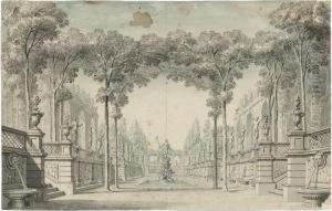 Palastgarten Mit Neptunbrunnen by Angelo I Quaglio