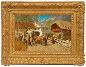 Postkutschenhalt In Einemoberbayerischen Dorf by Franz Quaglio