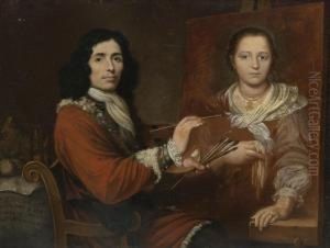 Self Portrait Of The Artist Painting His Wife by Giulio Quaglio I