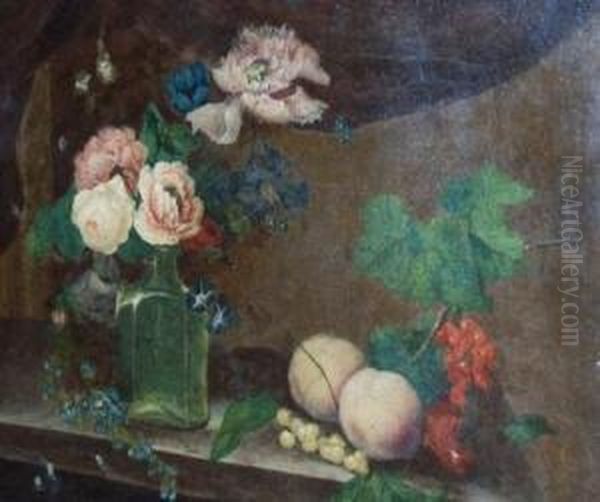 Still Life With Flowers And Fruit On A Ledge - view 1