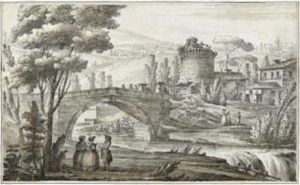 Landscape With Buildings And Figures Near A Bridge