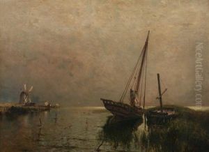 Moored Sailboats, Coast Of Holland by Arthur Quartley