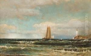 Sailing Near A Lighthouse by Arthur Quartley