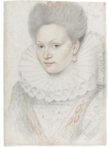 Portrait Of A Young Woman With A Ruff by Francois, the Elder Quesnel