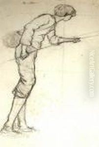 Study Of Boy Fishing by Pierre Antoine Quillard