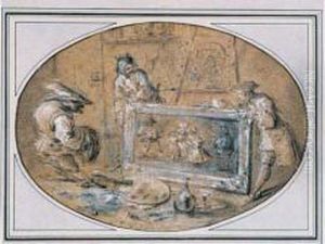 Scene De Genre Dans Un Atelier De Peintre by Pierre Antoine Quillard