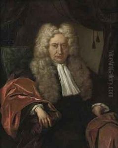 Portrait Of A Gentleman, Three-quarter-length, In A Black Costumeand A Red Velvet Cloak, Seated In A Chair