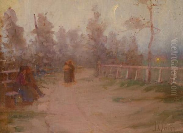 Figures On A Path At Twilight - view 1