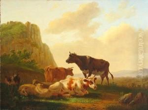Cattle And Sheep Resting In A Landscape