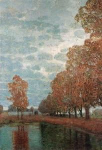 An Avenue Of Trees On A Windy Day by Rudolf Quittner