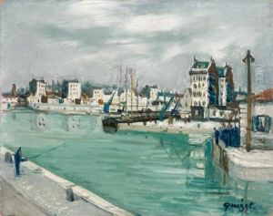 Le Port D'honfleur by Alphonse Leon Quizet