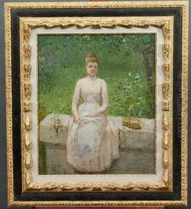 Portrait D'edma Morisot Dans Le Jardin by Ernest Quost