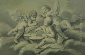 Three Putti Playing Musical Instruments by Brice R