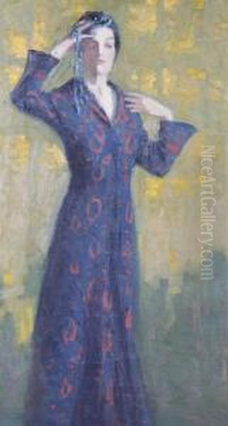 Woman In Blue Dress - view 1