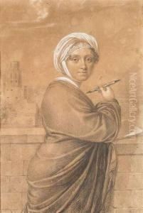 Joseph. Portrait Of A Young Lady At Heidelberg Castle, Assumedly The Paintress And Poetess Amalie Von Hellwig Joseph. Portrait Of A Young Lady At Heidelberg Castle, Assumedly The Paintress And Poetess Amalie Von Hellwig