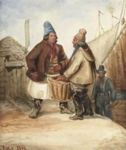 Pecheurs Sur Le Quai by Gustave Rabel