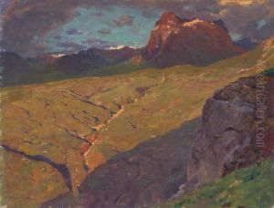 Sommerliche Hochgebirgslandschaft Bei Gewitterstimmung by Fritz Rabending