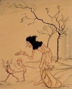 The Sandman Watches, Smiling by Arthur Rackham
