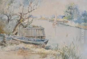 Scene On The Norfolk Broads by William Leslie Rackham