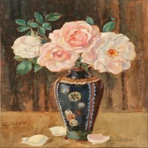 Still Life With Rosesin A Vase by Tage Radetzky