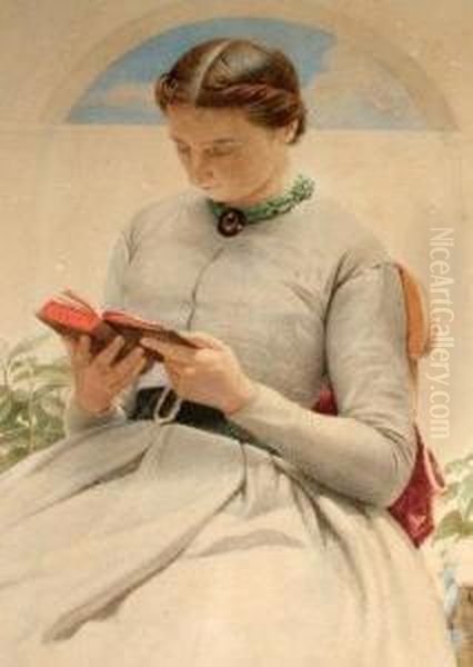 A Young Woman Reading On Terrace - view 1