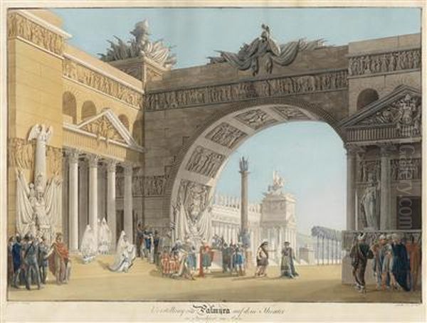 Design For A Stage Set For The Opera "palmyra" - view 1