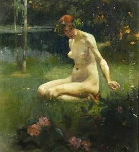 A Nude Lady In A Lakeland Setting by Cecil W. Rae