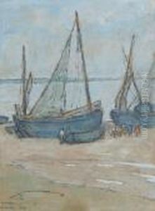 Fishing Boats On The Shore Of Etaples by Isobel, Iso Rae