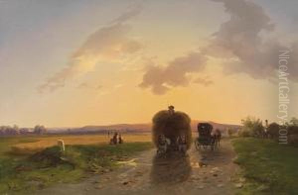 Returning From The Fields At Dusk - view 1