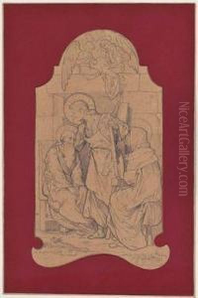 Hl. Josef, Hl. Maria Und Jesusknabe Mit Engeln - view 1
