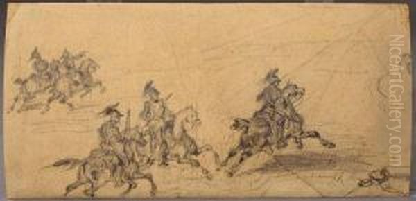 Etude De Soldats A Cheval - view 1