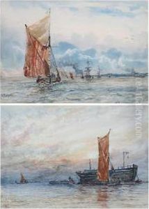 Thames At Woolwich And Another by Adolphe Ragon