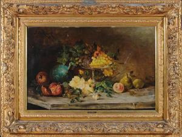 Natura Morta Con Alzata, Frutta E Rose - view 1