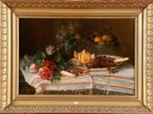 Nature Morte Aux Fleurs Et Aux Fruits by Jules Felix Ragot