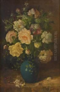 Vase Fleuri De Roses by Jules Felix Ragot