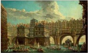La Joute Des Mariniers Entre Le Pont Notre-dame Et Le Pont Au Change by Nicolas Raguenet