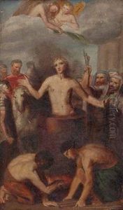 Die Olmarter Desapostels Johannes Vor Der Porta Latina by Carl Rahl