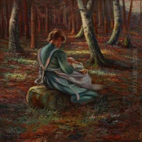 A Woman With Her Infant In The Forest, Spring - view 1